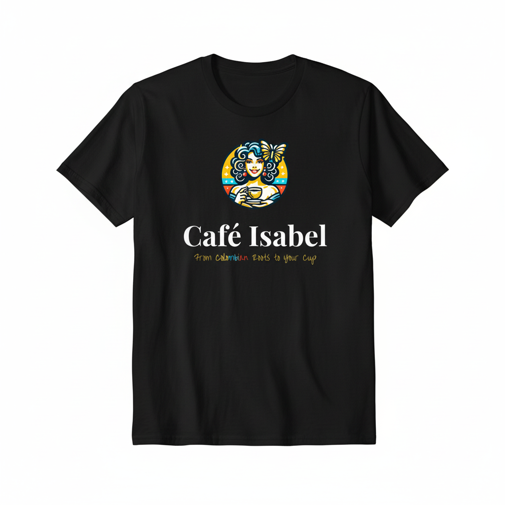 Café Isabel Black T-Shirt - White Font